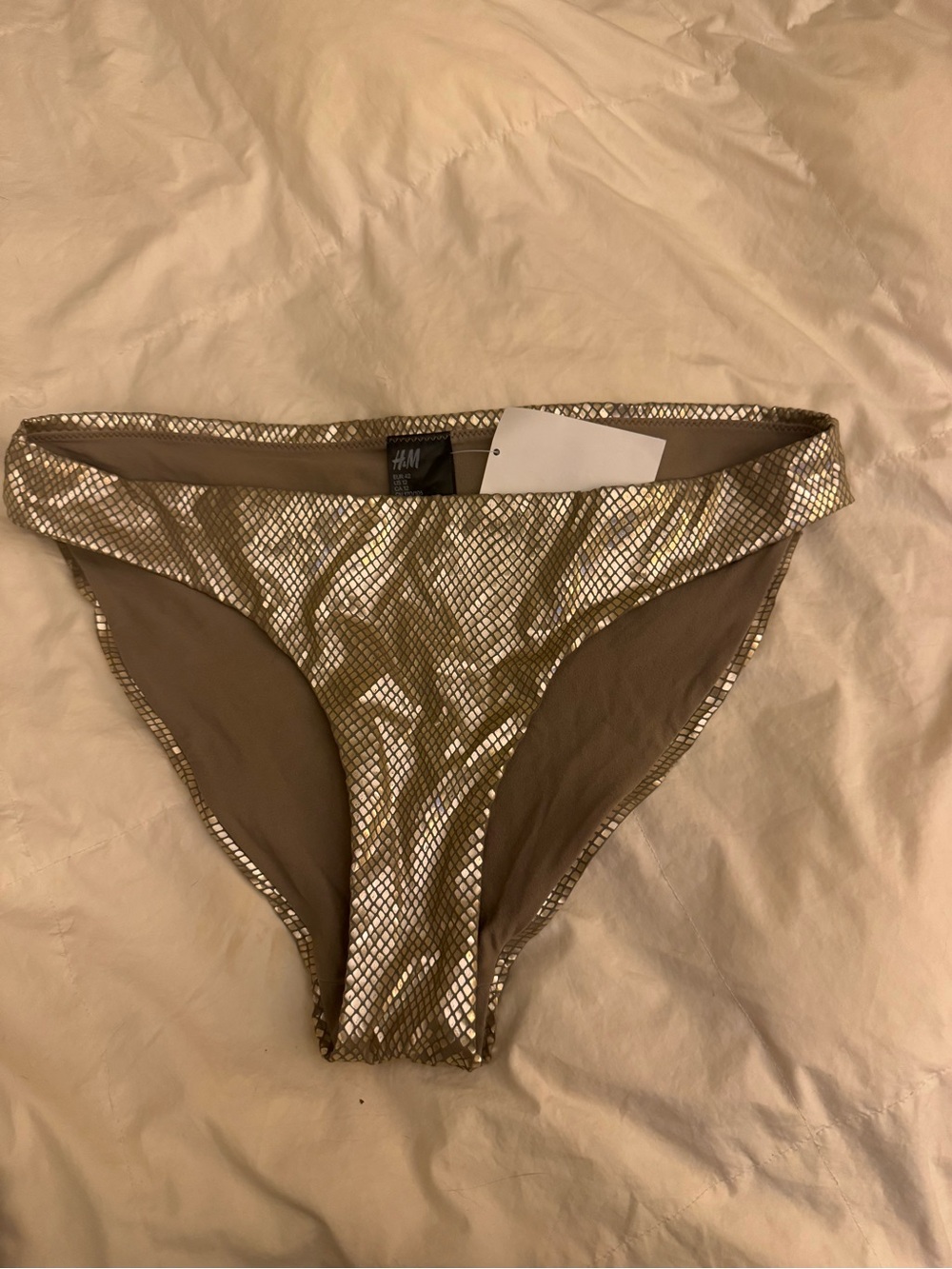 H&M Gold Metallic Fishnet Bikini Bottom - Gold-BRAND NEW